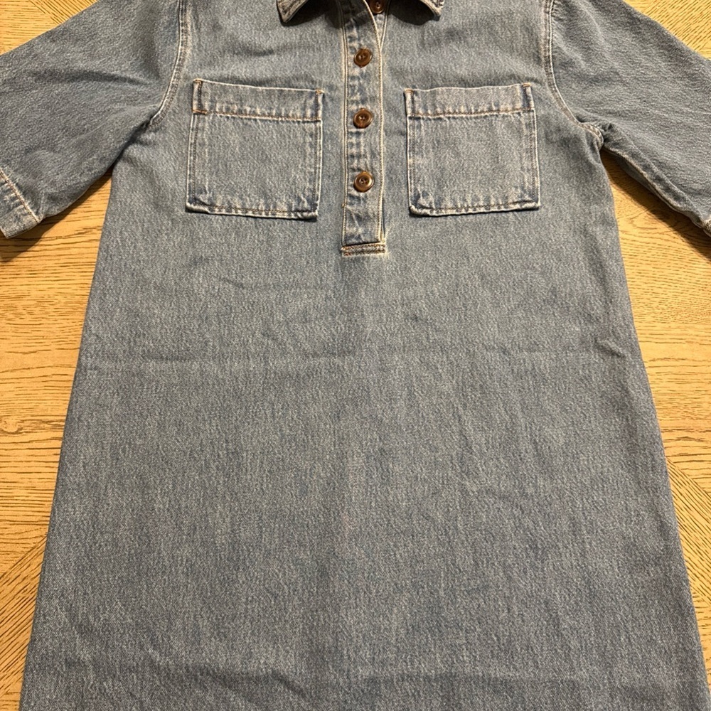 Future Collective Womens Denim Mini Shirtdress 93225389 Medium Wash Blue XS - Picture 2 of 3